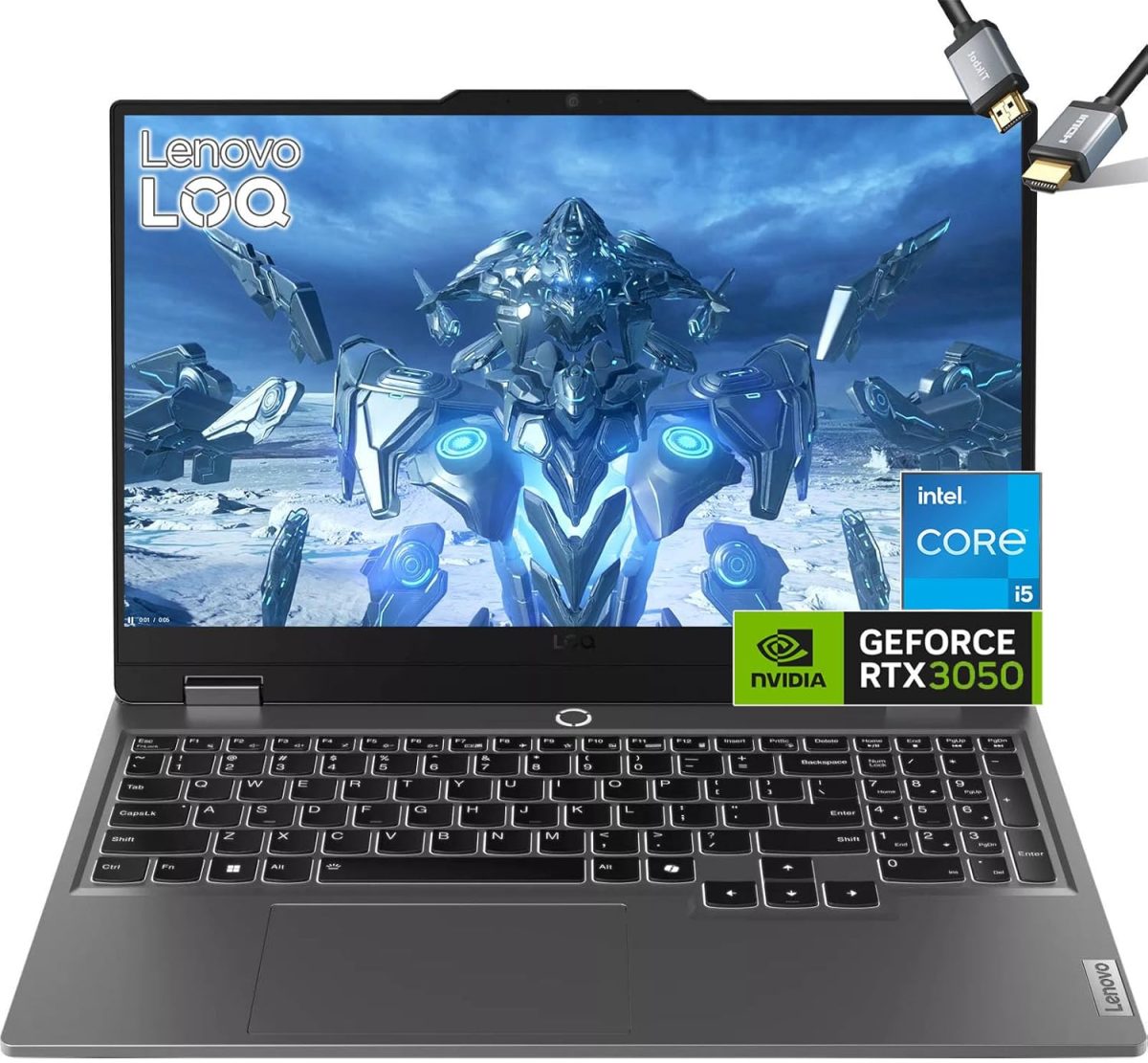 لينوفو لابتوب العاب لوك 2024 انتل كور i5-12450HX بيت AMD رايزن 5 7235HS شاشة 15.6 انش FHD IPS 144Hz انفيديا RTX 3050-32GB RAM و1TB PCIe SSD وكيبورد باضاءة خلفية وويندوز 11 وجي سينك وكيبل HDMI