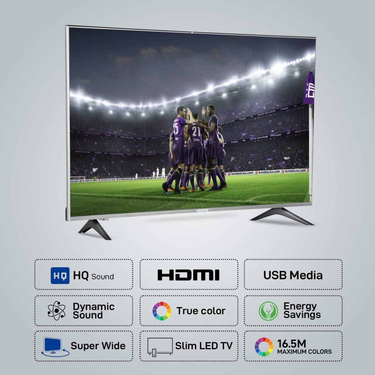 ⁦جيباس تلفزيون LED رفيع GLED3201EHD مقاس 32 بوصة مع جهاز تحكم عن بعد ومنافذ HDMI وUSB ووضع ايه في ومقبس موبايل ومدخل صوت للكمبيوتر ومنفذ VGA وتقنية توفير الطاقة وصوت ديناميكي وكفالة لمدة عام من الشركة⁩ - الصورة ⁦5⁩