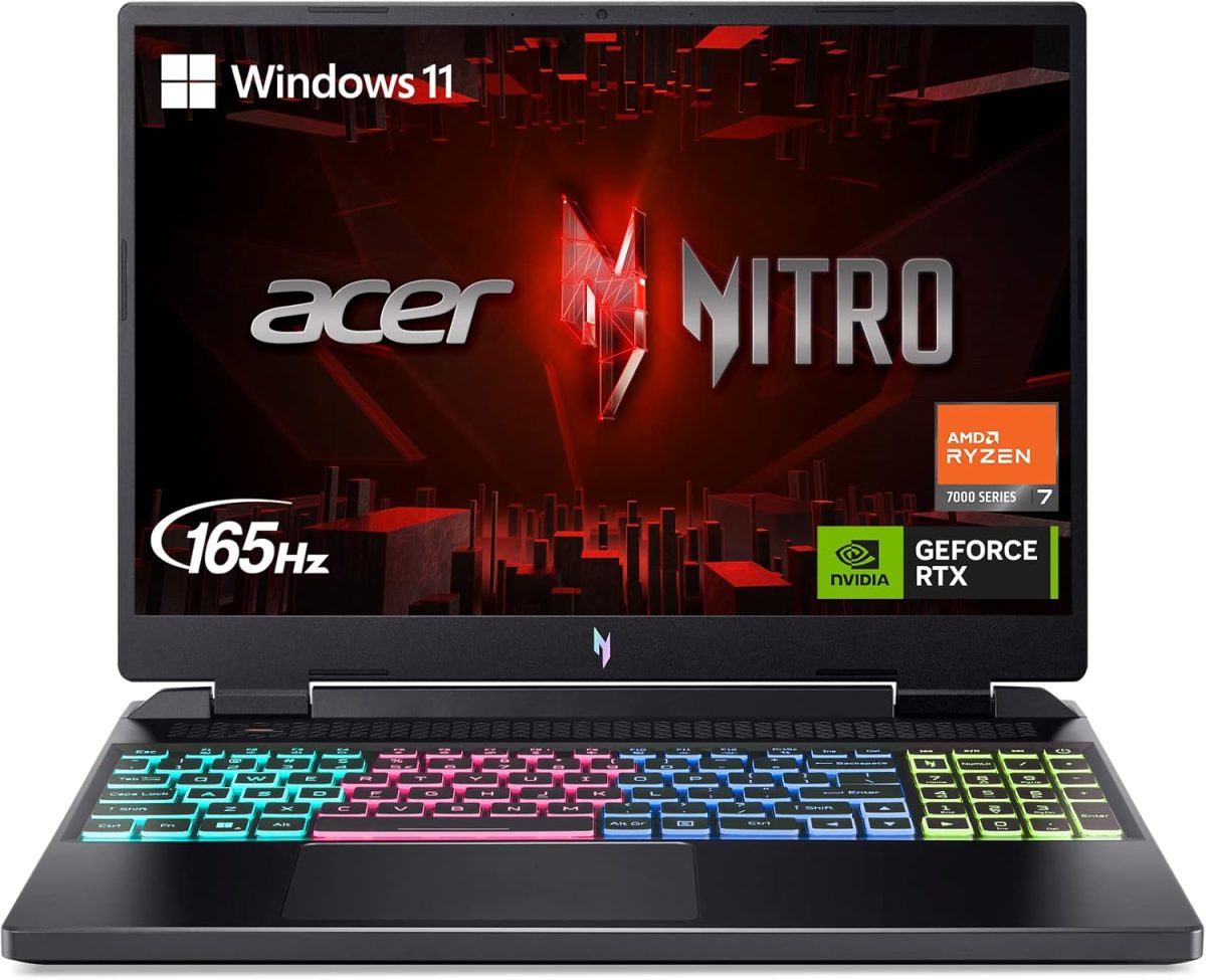 ايسر لابتوب نيترو 16 للالعاب بمعالج AMD رايزن 7 7840HS ثماني النواة وبطاقة رسومات انفيديا جيفورس RTX 4060 وشاشة 16 انش WUXGA 165Hz IPS وDDR5 16GB وSSD جيل 4 1TB وواي فاي