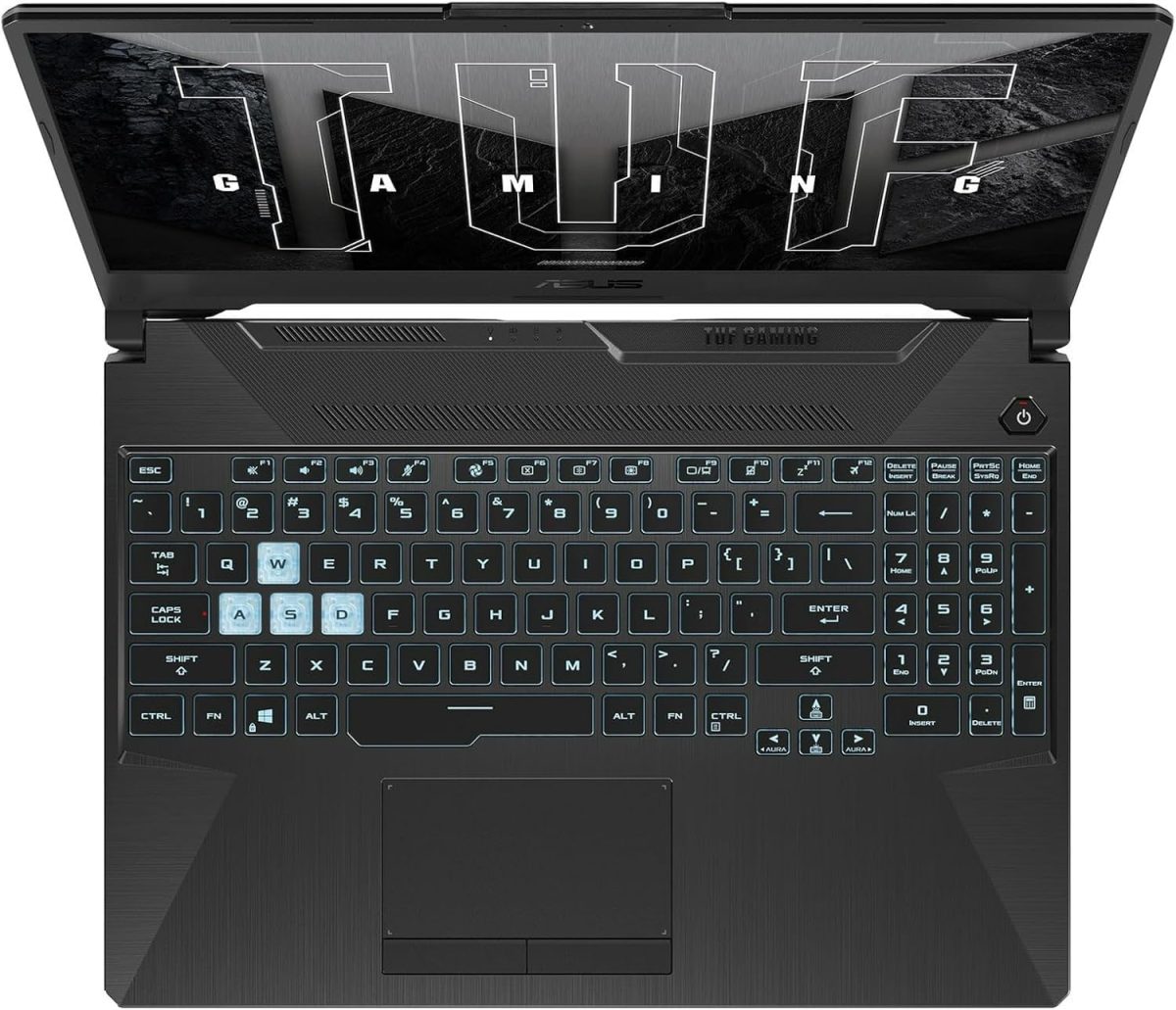 ⁦اسس لابتوب العاب تي يو اف A15 بشاشة 15.6 انش FHD 144Hz ومعالج AMD رايزن 7 7445HS وذاكرة RAM DDR5 16GB وSSD PCIe 4.0 512GB وانفيديا جيفورس RTX 3050 4GB وكيبورد RGB وويندوز 11، اسود جرافيت⁩ - الصورة ⁦3⁩