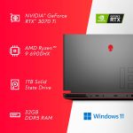 ⁦الينوير لابتوب العاب m15 R7 15.6 انش QHD (2560x1440) 240Hz، AMD رايزن 9 6900HX، 32GB DDR5، 1TB SSD، RTX 3070Ti، HDMI، واي فاي، كاميرا ويب، ويندوز 11، بريميوم لمدة عام + خدمات ترحيل 6 اشهر- اسود⁩ - الصورة ⁦6⁩