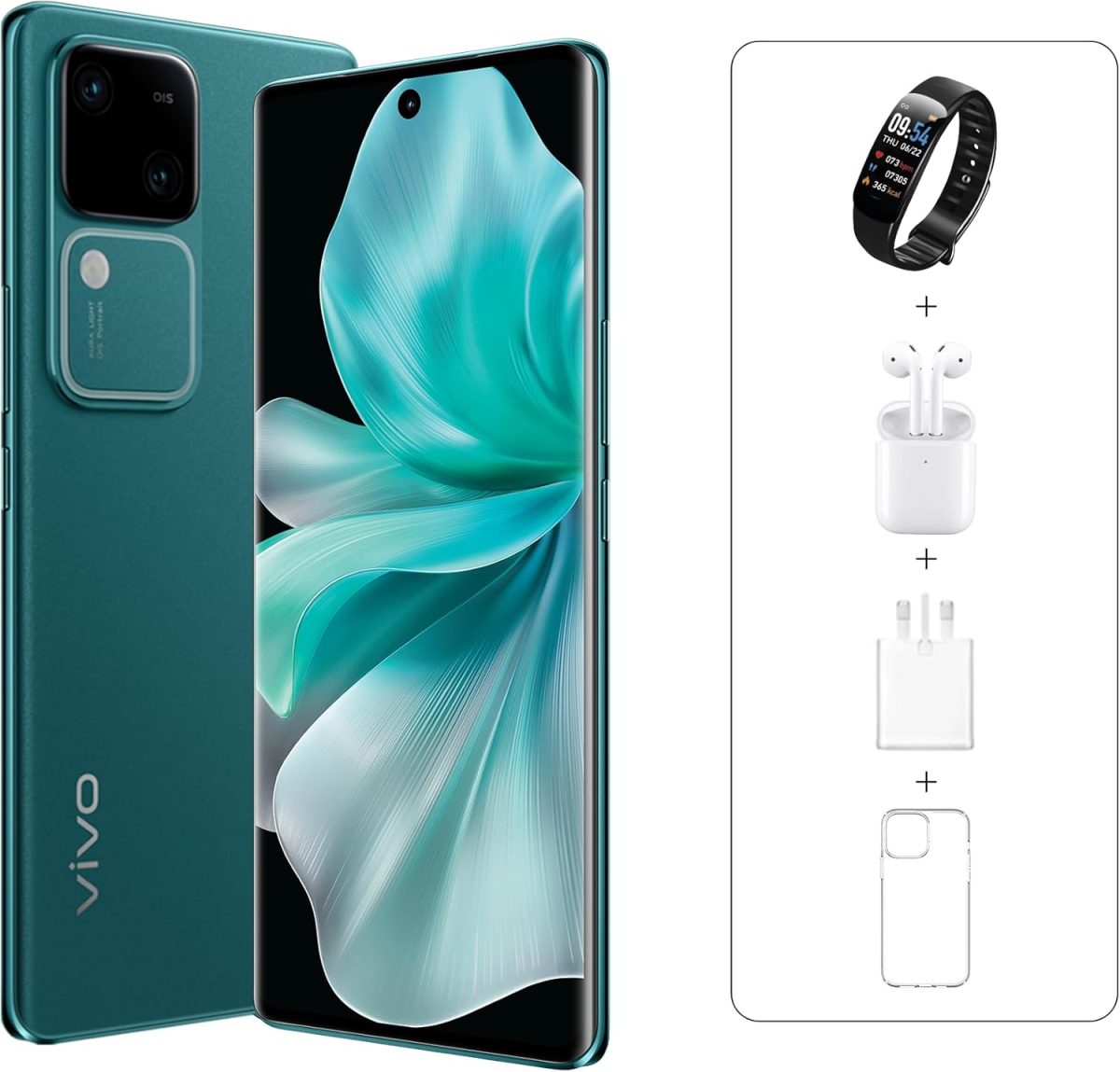 فيفو V30 5G (اخضر ورقي، 12GB+12GB RAM، 256GB) | انحف شاشة اموليد منحنية ثلاثية الابعاد 1.5K 120Hz | سيلفي مجموعة التركيز التلقائي 50MP | اورا لايت OIS | حزمة حصرية عبر الانترنت، (مجدد)