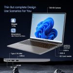 ⁦لابتوب العاب بشاشة FHD 16 انش وذاكرة RAM 16GB وSSD 512GB ومعالج N100 (حتى 3.4GHz)، ويندوز 11 اصدار احترافي، بلوتوث 5.0 HDMI، يدعم شحن نوع C، واي فاي، بطارية 5000mAh، رمادي⁩ - الصورة ⁦4⁩