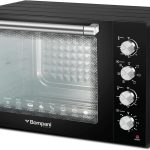 فرن كهربائي من بومباني - سعة ١٢٠ لترًا، قوة ٢٨٠٠ واط، شواية حرارية، شواية دوارة، ومؤقت. تصميم أنيق من الفولاذ المقاوم للصدأ باللون الأسود مع نافذة زجاجية مقاومة للحرارة - BEO120