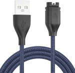 كيبل شاحن ساعة جارمين، كيبل شحن مضفر USB/USB C لجارمين فينيكس 8 7 7X 7S 6 E سولار وفور رانر 965 955 265 255 245 165 55 45، فينو 3 اس كيو وانستنكت وفيفواكتيف 5 4 (ازرق، USB 100 سم)