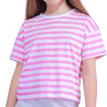 بلوزة للبنات الصغار من نويجو | بلايز بتصميم مخطط لطفلتك - صديقة للبيئة وآمنة على البشرة 100% قطن عضوي (بينك)