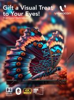 ⁦فيديوكون تلفزيون جوجل الرسمي 4K UHD بدون حواف مقاس 55 بوصة، تلفزيون LED ذكي مع جهاز تحكم عن بعد صوتي، صوت دولبي، بلوتوث، كروم كاست مدمج، DVB-T2/S2، حامل حائط مجاني - E55ELGT1100⁩ - الصورة ⁦4⁩