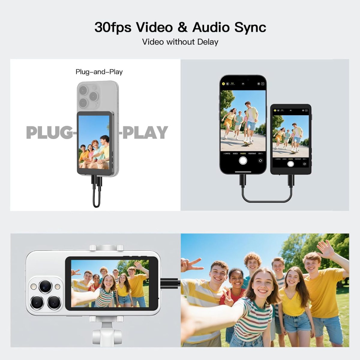 ⁦EGO Selfie Monitor Screen, Real-Time Screen Sharing, Screen Mirror Image, Portable Magnetic Display for Cameras & Phones, Easy Connection, Ideal for Vlogging & Content Creation⁩ - الصورة ⁦2⁩