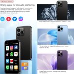 AMAV SOYES XS16 mini smartphone, 3GB RAM + 64 ROM, 3.0"", compact phone, 4G LTE, Android 10.0 quad-core, 2000mAh, dual SIM, WiFi Bluetooth (BLACK)