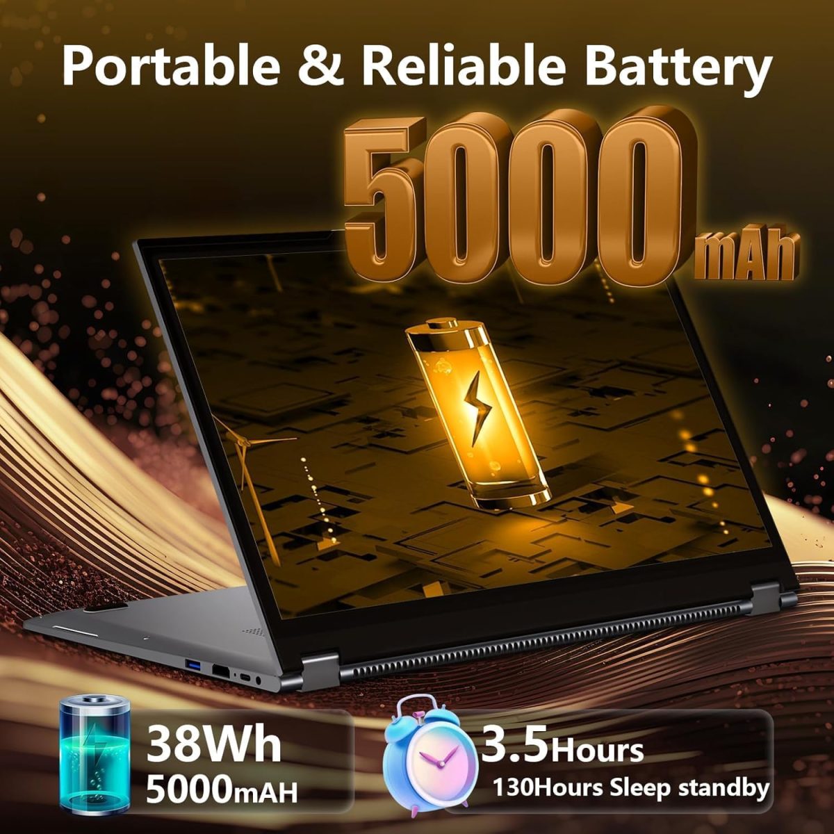 ⁦لابتوب العاب 2 في 1 بشاشة لمس 15.6 انش ومعالج AMD R3-3200U (حتى 3.5GHz) وRAM 16GB وSSD 512GB RJ45 وواي فاي 5 وبلوتوث 5.1 وHDMI وكيبورد باضاءة خلفية AMD راديون فيجا 3 ويندوز 11 برو من دانهو⁩ - الصورة ⁦6⁩