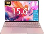 لابتوب العاب 15.6 انش، معالج N95 (4C4T، 1.7-3.4GHz) 16GB RAM 512GB PCIe SSD، شاشة FHD، كيبورد باضاءة خلفية، فتح بصمة الاصبع، لابتوب للاعمال والطلاب ويندوز 11 برو، روز جولد