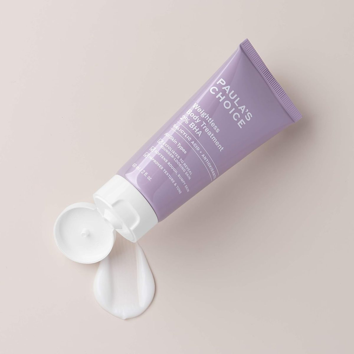 ⁦Paula's Choice Weightless Body Treatment 2% BHA, Salicylic Acid & Chamomile Lotion Exfoliant, Moisturizer for Keratosis Pilaris (KP) Prone Skin & Clogged Pores, Fragrance-Free & Paraben-Free, 2 Ounces⁩ - الصورة ⁦2⁩