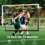 ⁦Yoidesu Portable LED TV 16 Inch, Digital TV 1080P with ATSC Tuner, Rechargeable Car TV LED Monitor Wide Screen Television, HDMI, USB, AV Input, Monitor, 4fgq5yza21⁩ - الصورة ⁦3⁩