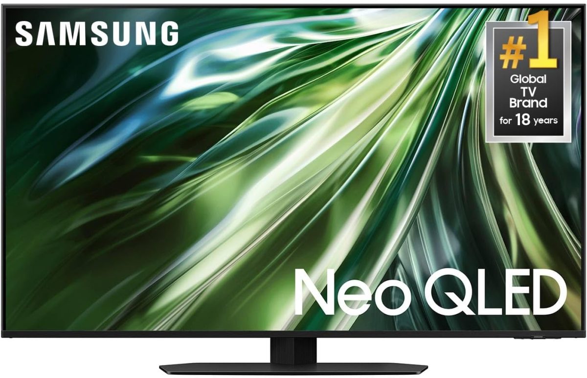 سامسونج تلفزيون كلاس نيو QLED 4K QN90D صغير 50 بوصة من سلسلة QN90D، تلفزيون ذكي نيو كوانتوم HDR+ مع دولبي اتموس، صوت تتبع الاجسام، موشن اكسليريتور، محسن العمق الحقيقي، اليكسا مدمج (QN50QN90D، 2024)