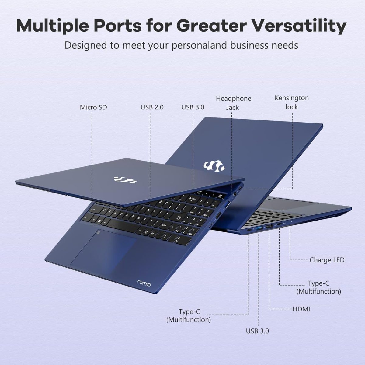 ⁦نيمو لابتوب العاب IPS FHD 15.6 انش، معالج AMD رايزن 5 6600H سداسي النواة 660M GPU 64GB DDR5 RAM 1TB SSD (افضل من i7-1165G7، حتى 4.5GHz) مع كيبورد باضاءة خلفية GaN نوع C 100 واط، ويندوز 11⁩ - الصورة ⁦5⁩