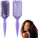 فرشاة شعر مجعد من توفيتر، مشط تصفيف مضاد للكهرباء الساكنة، مشط ارجواني مرن لفك تشابك الشعر للرجال والنساء والاطفال - بدون سحب، تدليك فروة الرأس، تصفيف خالٍ من التشابك للشعر المجعد والمموج والمفرود