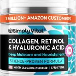 كريم الكولاجين والريتينول وحمض الهيالورونيك من سيمبلي فيتال - مرطب وجه مضاد للشيخوخة للوجه وشد البشرة والرقبة - صنع في الولايات المتحدة الامريكية، كريم مرطب يومي للوجه ليلا ونهارا - 1.7 اونصة سائلة