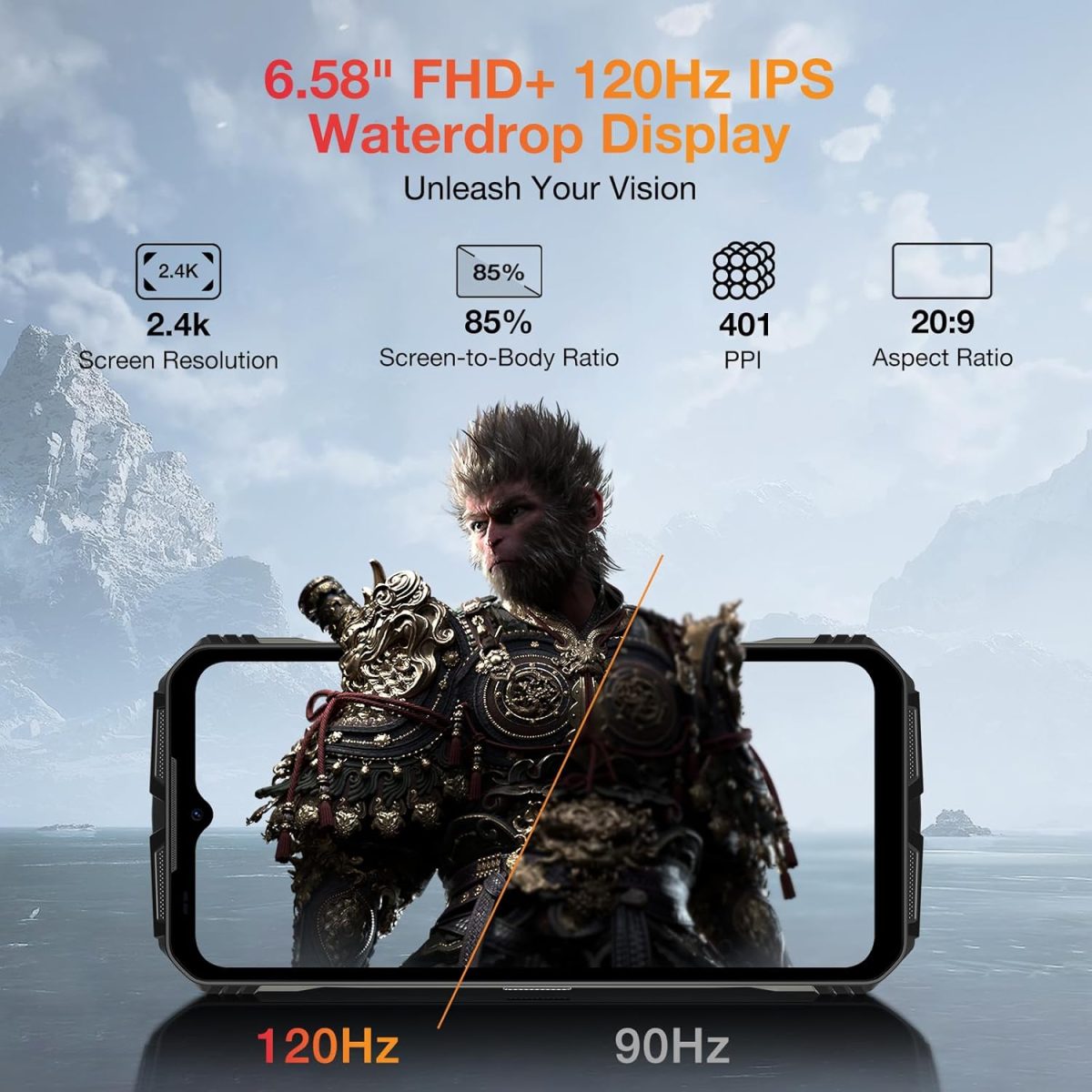 ⁦دوجي جوال في ماكس برو 5G متين 22000mAh 32GB+512GB/TF 2TB، اندرويد 14، 108MP+20MP، شاشة 6.55 انش FHD+120Hz IPS، مقاوم للماء IP68/IP69K، ان اف سي/التعرف على الوجه/واي فاي 6⁩ - الصورة ⁦6⁩