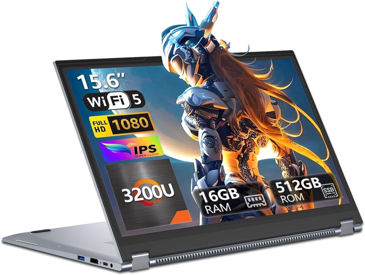 لابتوب العاب 2 في 1 بشاشة لمس 15.6 انش ومعالج AMD R3-3200U (حتى 3.5GHz) وRAM 16GB وSSD 512GB RJ45 وواي فاي 5 وبلوتوث 5.1 وHDMI وكيبورد باضاءة خلفية AMD راديون فيجا 3 ويندوز 11 برو من دانهو