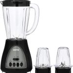 جيباس خلاط 3 في 1، محرك قوي 600 واط، شفرات تقطيع ستانلس ستيل بثلاث سرعات مع وظيفة النبض، برطمان سعة 1.8 لتر، عصارة الفواكه الكاملة والخضروات وكسارة الثلج، أبيض، GSB44034