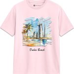 تي شيرت كاجوال مطبوع عليه رسومات مشهد شاطئ دبي للرجال والنساء من يلا ستريت