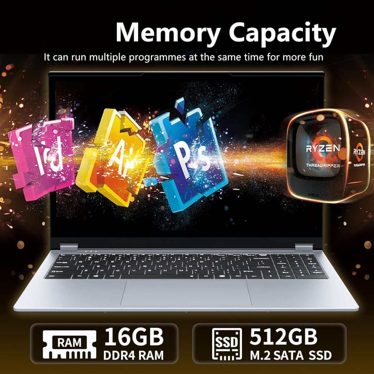 ⁦لابتوب العاب 2 في 1 بشاشة لمس 15.6 انش ومعالج AMD R3-3200U (حتى 3.5GHz) وRAM 16GB وSSD 512GB RJ45 وواي فاي 5 وبلوتوث 5.1 وHDMI وكيبورد باضاءة خلفية AMD راديون فيجا 3 ويندوز 11 برو من دانهو⁩ - الصورة ⁦4⁩