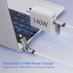 ⁦بي زوز كيبل USB C الى لايتنينج بطول 1.5 متر، 140 واط، كيبل شحن متعدد 4 في 1، كيبل نوع C مع شاشة LED، سلك شحن سريع لايفون 16 15 برو ماكس وايباد وماك بوك وسامسونج وغيرها⁩ - الصورة ⁦7⁩