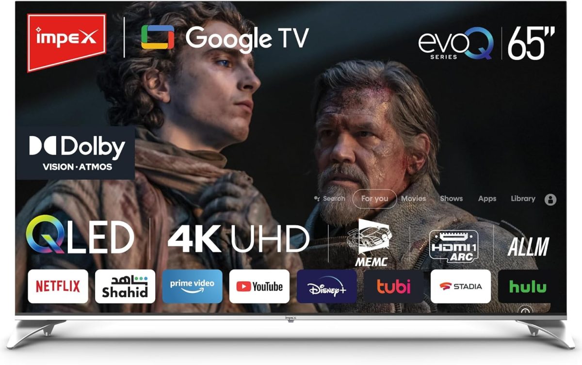 امبيكس تلفزيون جوجل QLED 65 بوصة (evoQ 65S4QLC2R120) | تلفزيون 4K UHD، 120Hz DLG، دولبي فيجن واتموس | ذاكرة RAM 2GB + روم 16GB | HDMI ARC/eARC | واي فاي وبلوتوث وجهاز تحكم صوتي | ALLM | ضمان عامين
