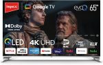 امبيكس تلفزيون جوجل QLED 65 بوصة (evoQ 65S4QLC2R120) | تلفزيون 4K UHD، 120Hz DLG، دولبي فيجن واتموس | ذاكرة RAM 2GB + روم 16GB | HDMI ARC/eARC | واي فاي وبلوتوث وجهاز تحكم صوتي | ALLM | ضمان عامين