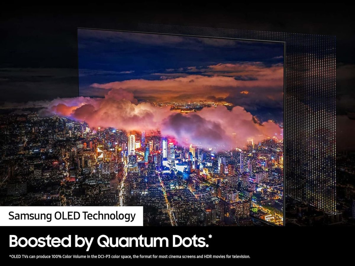 ⁦سامسونج تلفزيون ذكي 65 بوصة OLED 4K S95C سلسلة كوانتوم HDR مع دولبي اتموس، صوت تتبع الاجسام، كيو سيمفوني، موشن اكسليراتور تربو برو، موزع الالعاب، اليكسا مدمج (QN65S95C)، اسود تيتان⁩ - الصورة ⁦3⁩