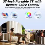 ⁦32-Inch Mobile Smart Touch Screen,Smart TV with Touchscreen Display,Rolling TV on Wheels with Voice Control,8G RAM+128G Storage Built-inwith Remote Control,for Home and Office⁩ - الصورة ⁦6⁩