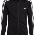 اديداس بلوزة رياضية بغطاء للرأس وسحاب كامل و3 خطوط للبنات من اسنشيالز