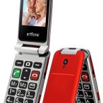 ارتفون جوال CF241A جي اس ام قابل للطي لكبار السن بازرار كبيرة ومفاتيح كبيرة وشاشة 2.4 انش واتصال سريع وكاميرا وزر طوارئ وبطارية 1300mAh ثنائي شرائح الاتصال - احمر