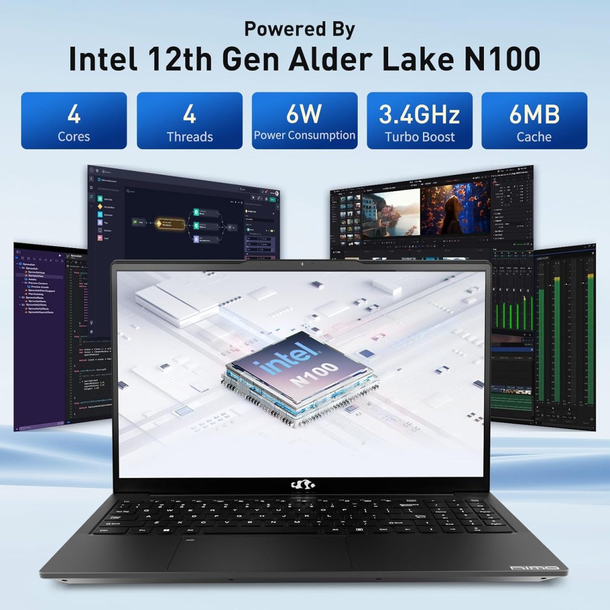 ⁦NIMO 15.6'' FHD IPS Gaming-Laptop, AMD Ryzen 9 8945HS 8-Cores Radeon 780M GPU 16GB DDR5 RAM 1TB SSD(Beat i9-13900H, Up to 5.2GHz) Computer with 100W Type C Fingerprint Backlit Keyboard Win 11⁩ - الصورة ⁦4⁩