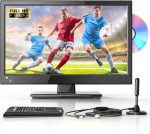 ديسوبري تلفزيون 16 بوصة 1080P مع مشغل دي في دي مدمج يدعم هوائي HDMI USB تلفزيون صغير لغرفة النوم/المنزل/المطبخ، تلفزيون 12 فولت للتخييم والسيارة والتخييم والكارافان والمنزل المتنقل