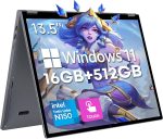 تشو وي لابتوب فري بوك 2 في 1 13.4 انش، 16GB LPDDR5 RAM 512GB SSD، انتل N150 (حتى 3.6GHz)، FHD 2520×1680، 2TB SSD، ويندوز 11، كيبورد باضاءة خلفية، واي فاي 6، بلوتوث 5.2، نوع C