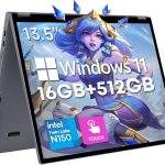 تشو وي لابتوب فري بوك 2 في 1 13.4 انش، 16GB LPDDR5 RAM 512GB SSD، انتل N150 (حتى 3.6GHz)، FHD 2520×1680، 2TB SSD، ويندوز 11، كيبورد باضاءة خلفية، واي فاي 6، بلوتوث 5.2، نوع C