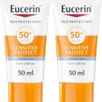 يوسيرين كريم واقي من الشمس للوجه، حماية عالية من الاشعة فوق البنفسجية A وB بعامل حماية من الشمس 50+، مقاوم للماء والعطور، للبشرة الحساسة والجافة، مناسب للبشرة التاتوبية، 50 مل × 2