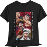 تي شيرت مونكي دي لوفي | 5th Gear للجنسين، قطعة واحدة انيمي، 100% قطن جيد التهوية