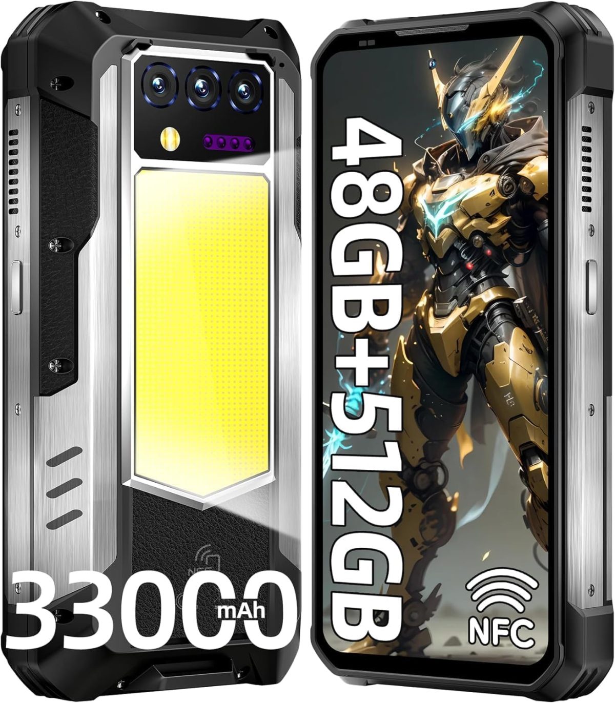 هاتف ذكي متين WP100 تيان بنظام اندرويد 14 سعة 48GB 512GB ديمنستي 7300 3K AMOLED شاشة 33000mAh كاميرا ليلية 5G