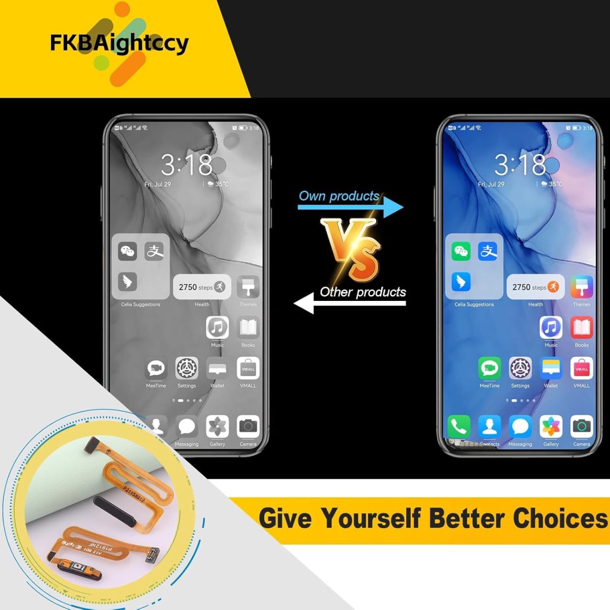 ⁦FKBAightccy for Samsung Galaxy A13 A136U Power On Off Flex Cable Replacement for Galaxy A13 A136U SM-A136B Power Button Fingerprint Sensor Flex Cable⁩ - الصورة ⁦4⁩
