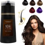 شامبو صبغة الشعر 3 في 1 لصبغ الشعر نوفا فوري من لبويلوف، صبغة شعر لتغطية الشعر الرمادي، لون يدوم طويلا للنساء والرجال (بني داكن)