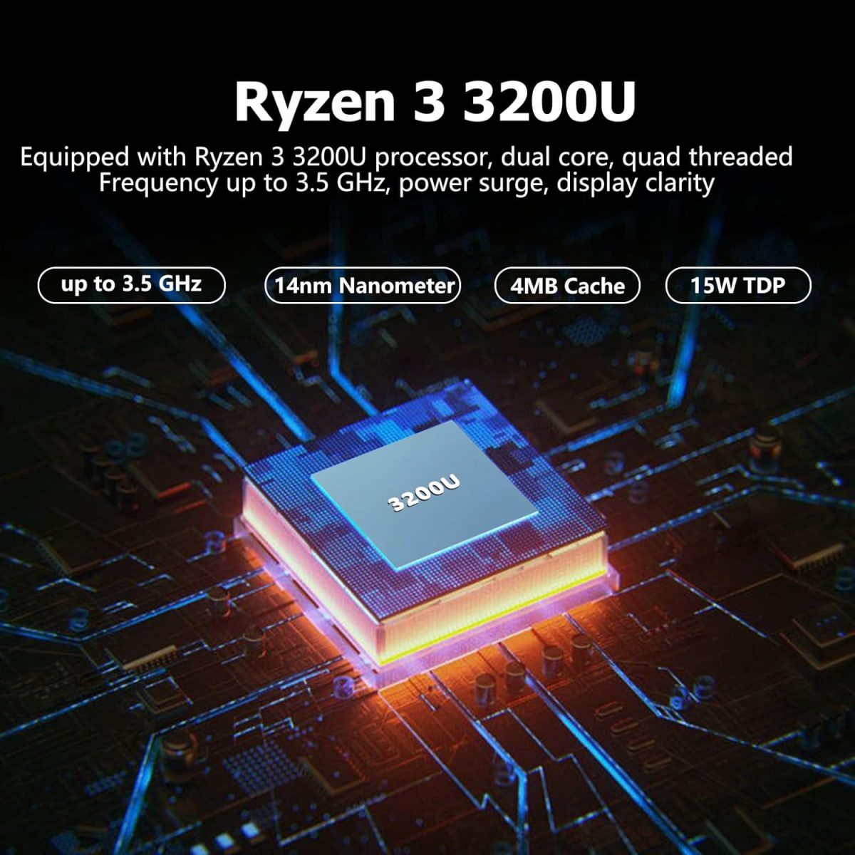 ⁦لابتوب تونهايل 15.6 انش 2 في 1 بشاشة لمس رايزن R3-3200U (حتى 3.5GHz)، 16GB RAM 512GB SSD، 1920X1080 FHD، واي فاي 5 بلوتوث 5.1، كيبورد باضاءة خلفية، شاشة لمس دوارة 360 درجة⁩ - الصورة ⁦3⁩