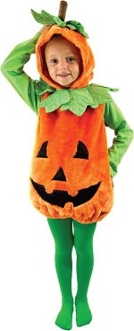 ⁦Spooktacular Creations Halloween Baby Pumpkin Costume with Green leaves for Toddler Kids Halloween Dress Up Pumpkin Party⁩ - الصورة ⁦3⁩