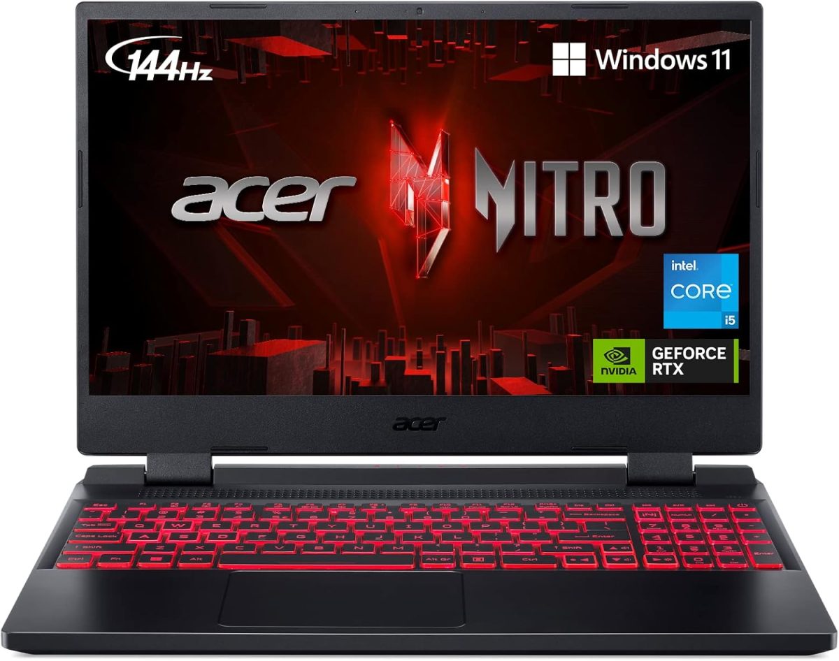 ايسر لابتوب العاب نيترو 5 AN515-58-525P | انتل كور i5-12500H انفيديا جيفورس RTX 3050 GPU 15.6 انش FHD 144Hz IPS 8GB DDR4 512GB PCIe جيل 4 SSD كيلر واي فاي 6 كيبورد باضاءة خلفية، اسود