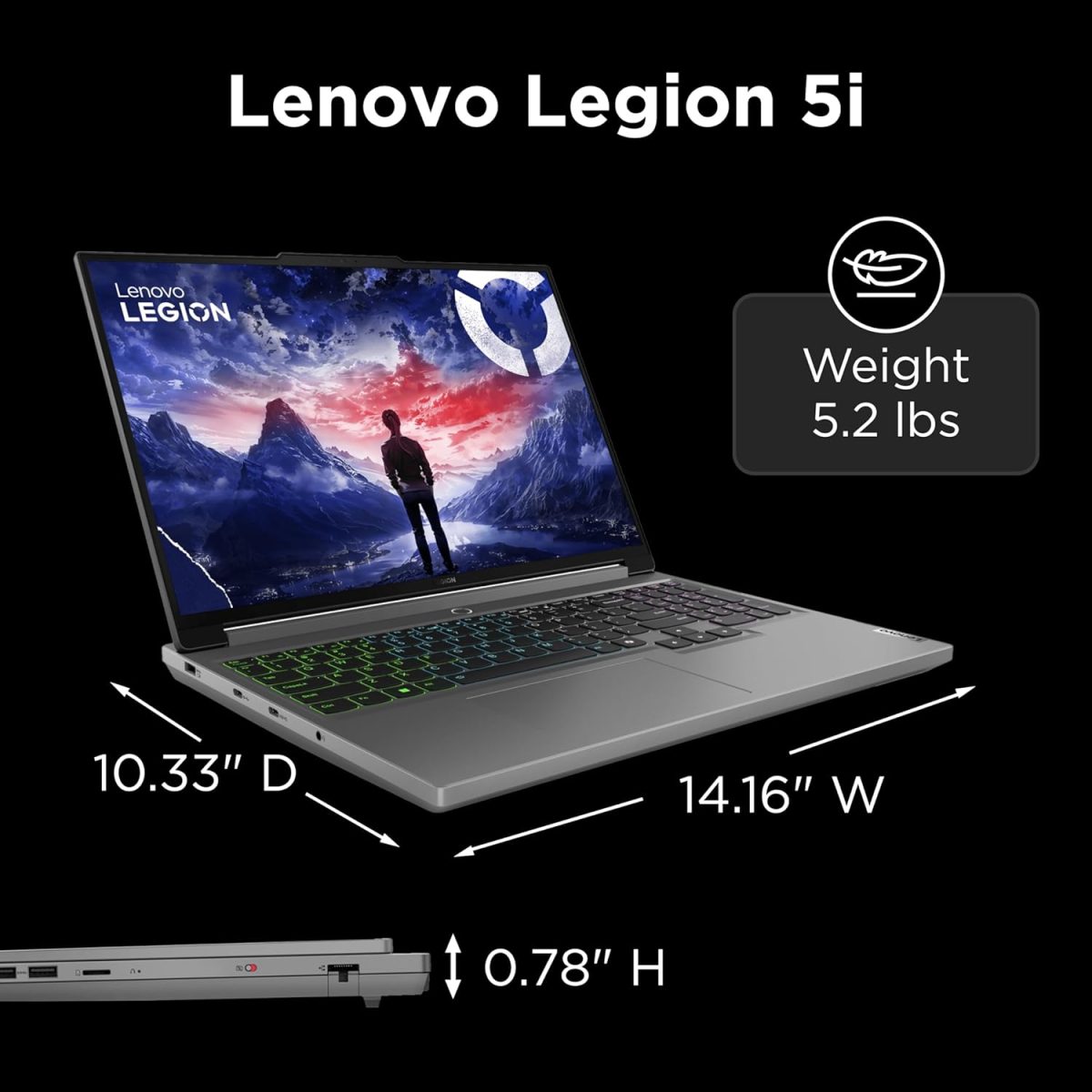 ⁦لينوفو لابتوب العاب ليجن 5i - انفيديا جيفورس RTX 4070 8G - شاشة WQXGA 16 انش - انتل كور i7-14650HX - ذاكرة RAM 32GB - SSD 512GB - ويندوز 11 هوم - رمادي لونا⁩ - الصورة ⁦6⁩