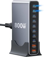 قاعدة شحن USB C 800 واط من هايميكس تيك، شاحن سريع 140 واط، شاحن غان 100 واط 65 واط 30 واط، شاحن USB متعدد متوافق مع ماك بوك برو 16، لابتوب، ايفون 17/16/15، سامسونج جالاكسي S25