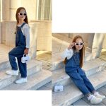 ⁦رولانكو افرهول جينز للبنات، افرهول دنغري فضفاض من الدنيم للاطفال الكبار⁩ - الصورة ⁦5⁩