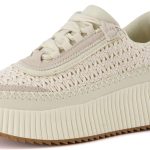 كيوشناير حذاء رياضي منسوج برباط وحلقة للنساء + فوم مريح، متوفر بعرض واسع