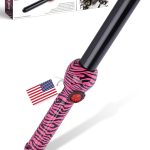 مكواة تجعيد الشعر برو ستايل بدون مشابك 25 ملم من خوسيه ايبر - اداة تجعيد الشعر بالايونات السالبة - عصا سيراميك لتموجات الشاطئ المذهلة وتجعيد الشعر طويل الامد (زهري زيبرا)